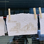 Papierscheppen in Rotterdam Rotterdamse skyline op papier in laserfrees